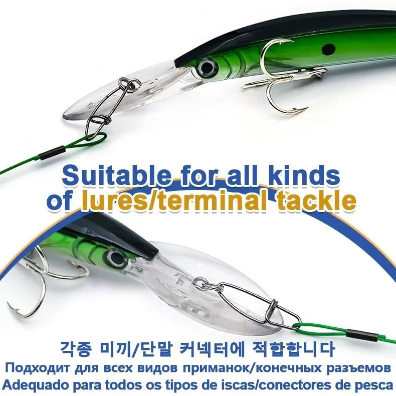 54cm anti-bite steel wire double buckle fishing pins in black green red colours