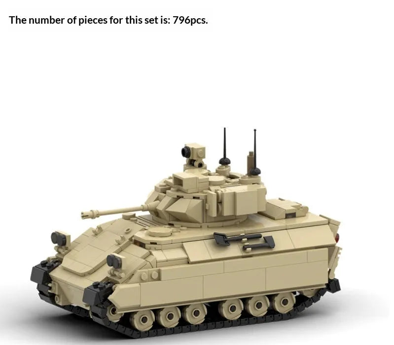 Bradley Tank model assembly puzzle toy M3 tank plastic parts set in bagged packaging for display