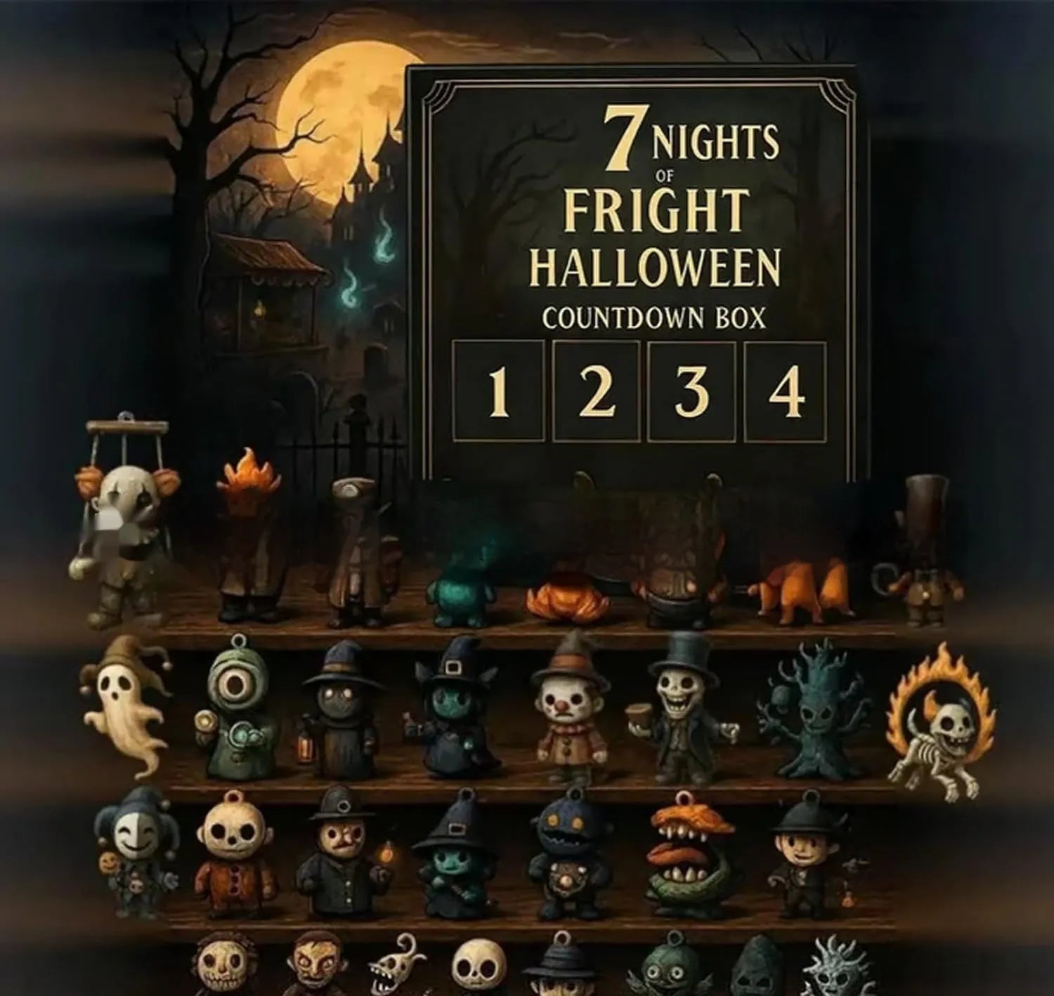 Halloween 31-night countdown blind box with horror doll advent calendar