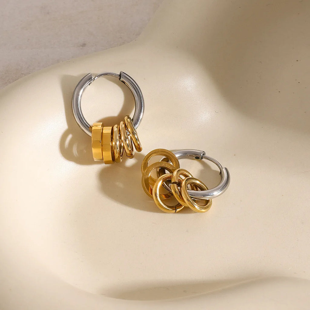 Stainless steel ins style earrings with electroplated colour finish in JDE2405019