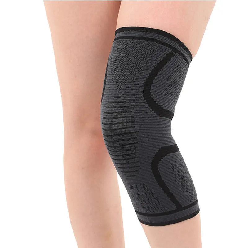 Black double corrugated non-slip stretch knee pad for sports