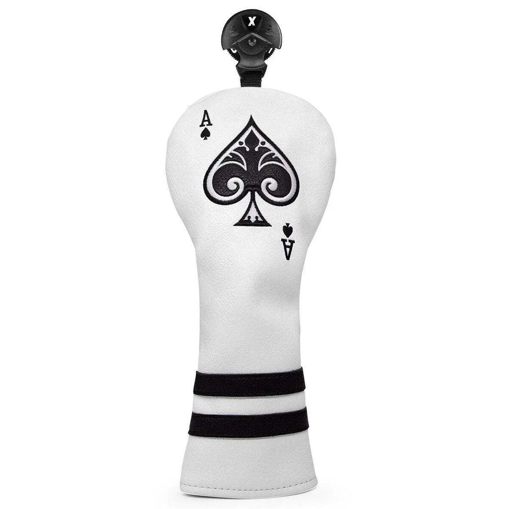 A black PU golf club sleeve designed to cover and protect a putter head.