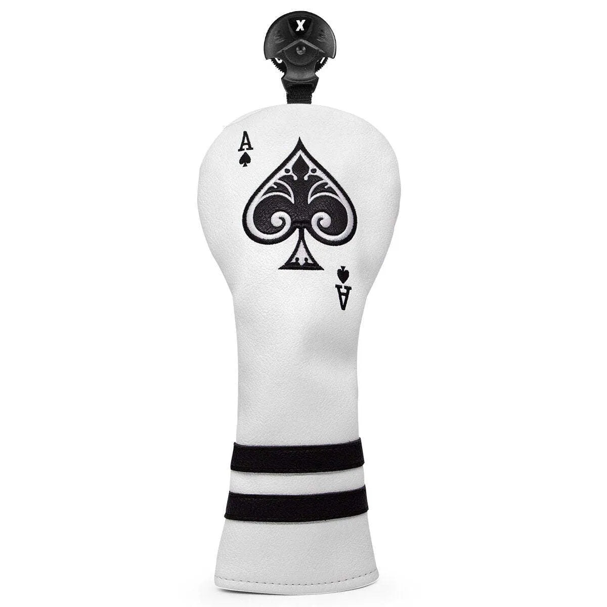 A black PU golf club sleeve designed to cover and protect a putter head.