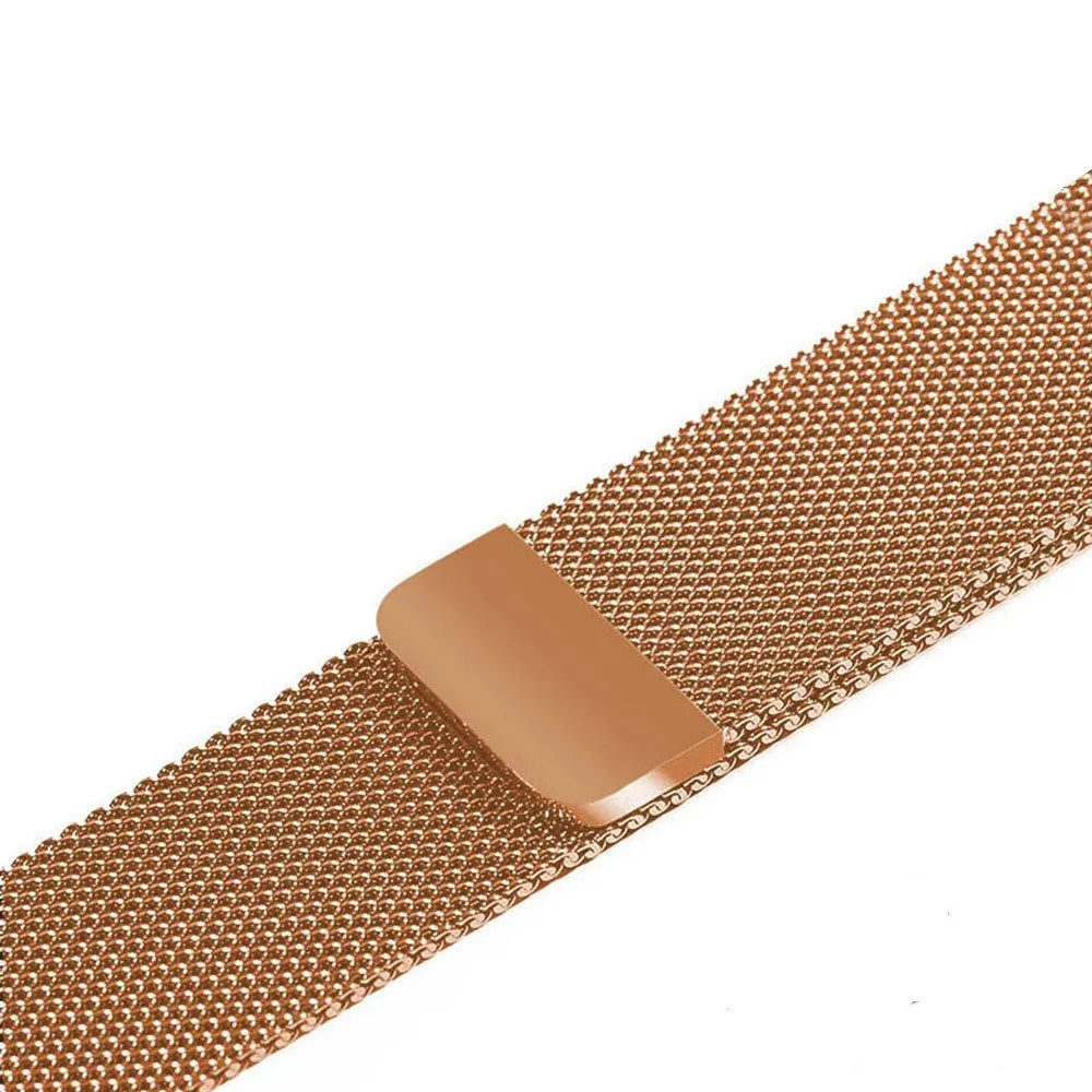 Stainless steel watch strap in silver, shown fitted to a watch with a 42mm case.