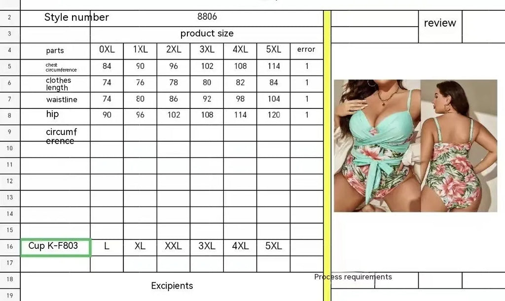 Women's plus size lace-up chest one-piece swimsuit in floral print on a mannequin