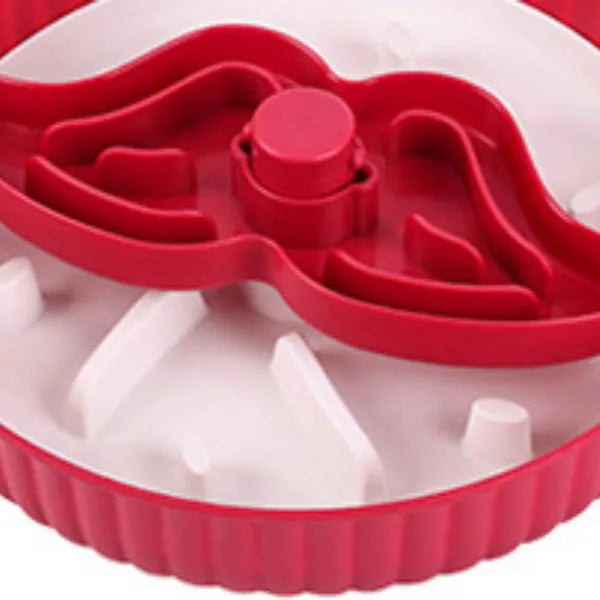 Rotating game board dog bowl with silicone licking mats in windmill, snowflake and beard patterns