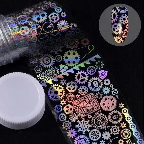 1 metre x 4 cm starry sky nail sticker roll with printed stars in plastic bottle outer box