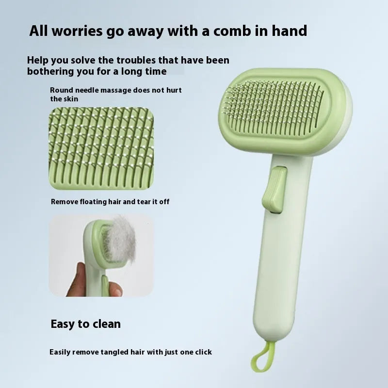 Large pet grooming comb for cats and dogs with stainless steel blades, shown in light grey colour