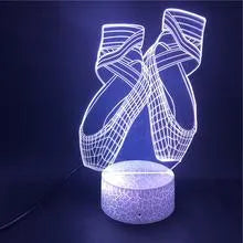 Ballet dancing shoes 3D LED night light with colour-changing display and remote control