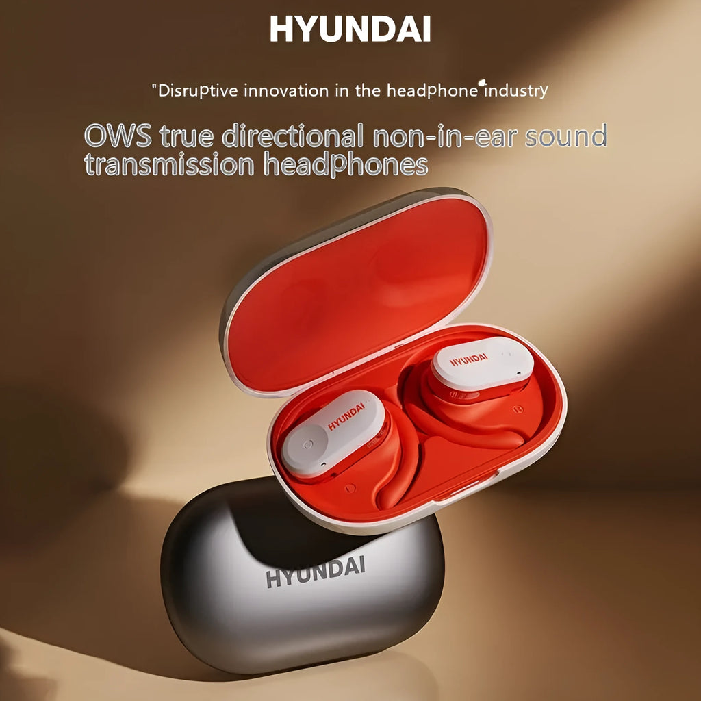 Hyundai ear hook wireless Bluetooth headset in Silver Black with plastic build and secure ear hook design