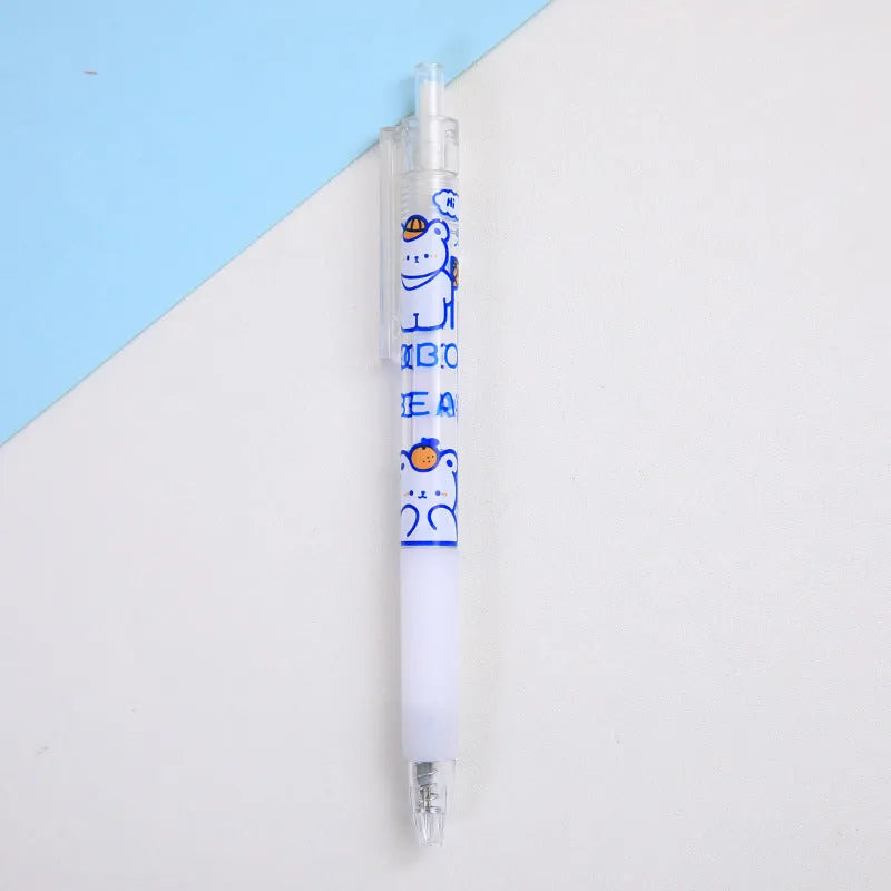 Six bear and rabbit character press pen knives with plastic casings and metal components