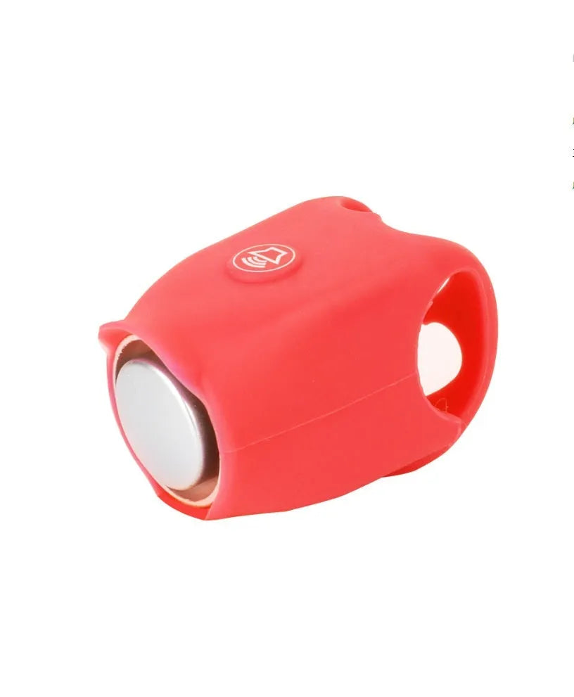 Electronic bicycle horn for handlebars in plastic, available in black green purple white red blue, with button battery power