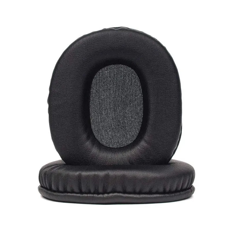 Black soft PU leather headphone covers for Sony 1R headphones, shown as a two-piece set.