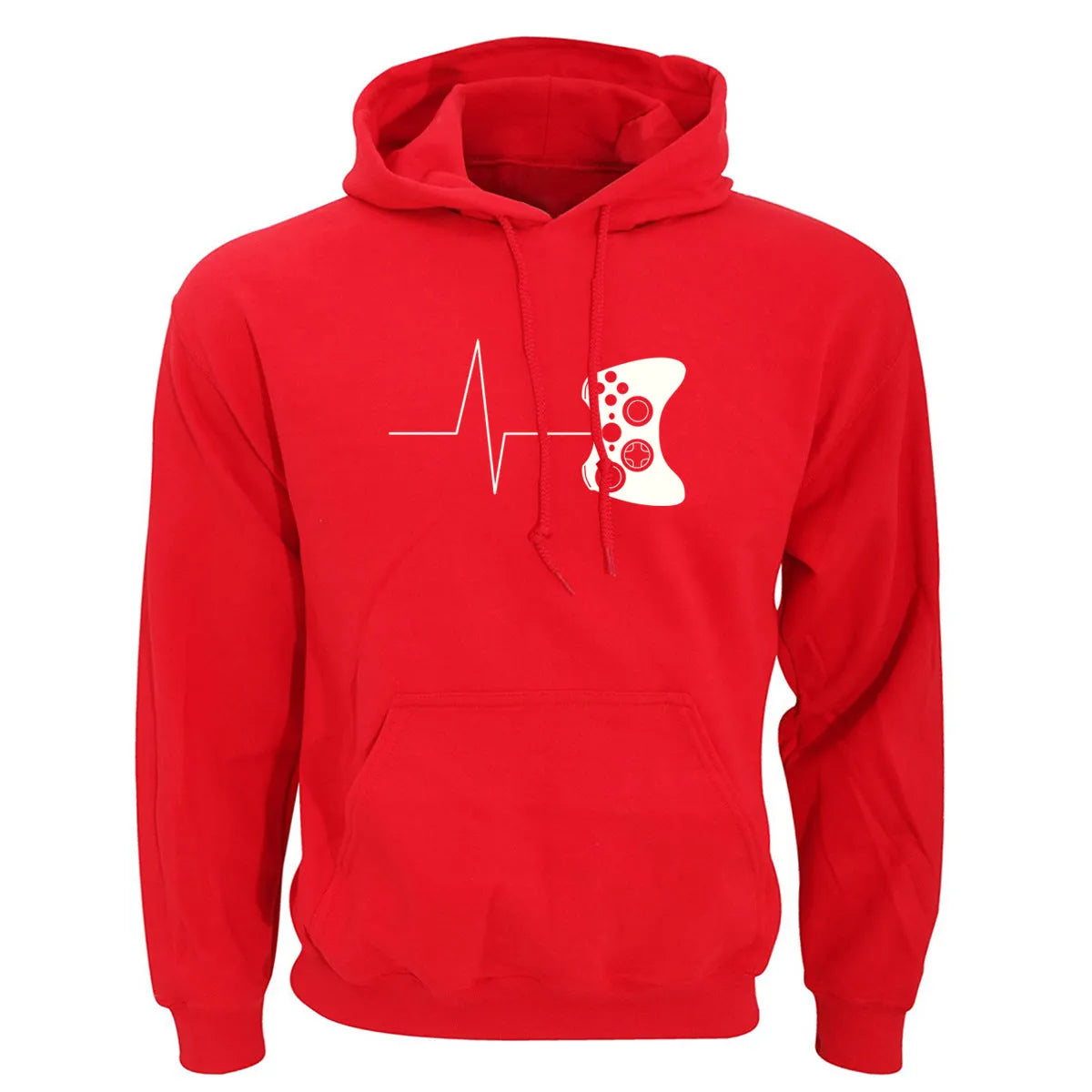 Casual men's loose long-sleeved plus fleece sweater with round neck, printed pattern, and patch pockets, in grey