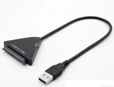 Black USB 3.0 to SATA 7+15 pin external hard drive adapter cable for 2.5 and 3.5 inch drives.
