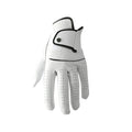 Men's white half sheepskin leather golf glove showing palm grip detail.