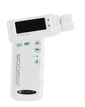 Black and white smart guitar tuner and string winder combo with LCD display and USB charging cable