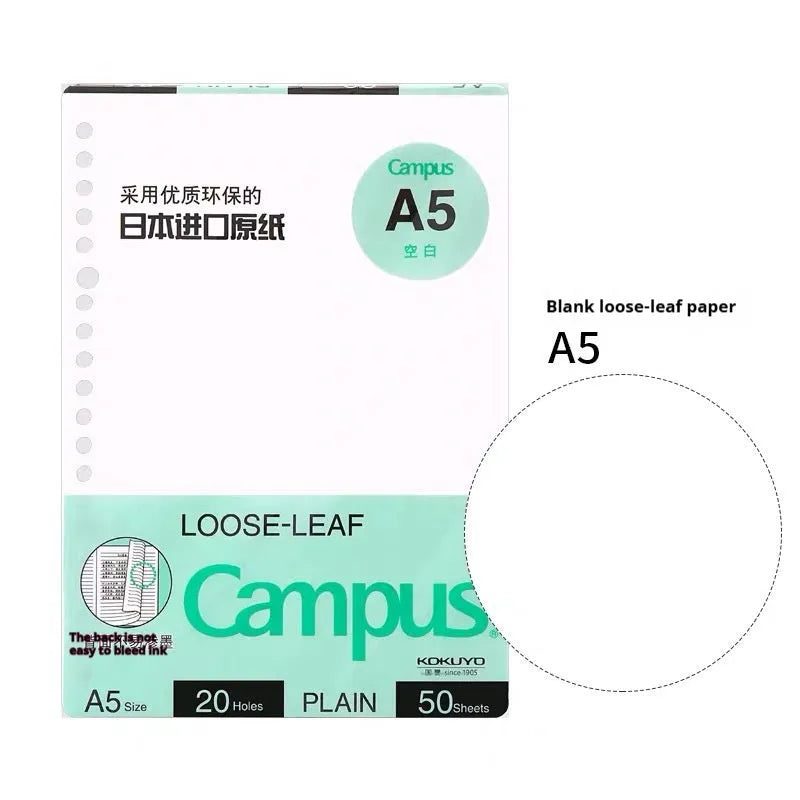 Loose spiral notebook refill with transparent PP cover and raw wood pulp paper in A5 size