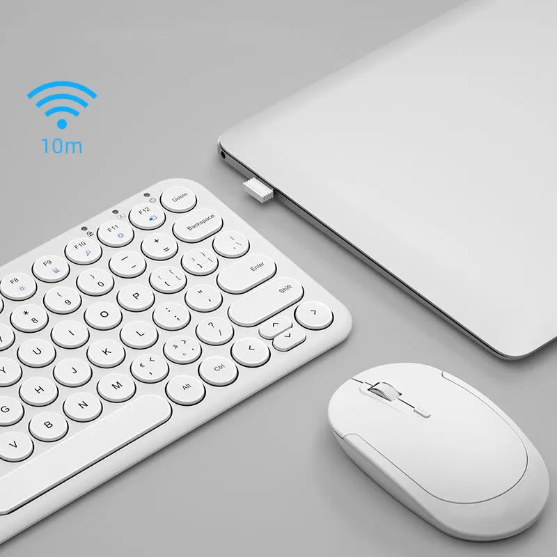 Ultra-thin wireless keyboard and mouse set with USB receiver in white colour option