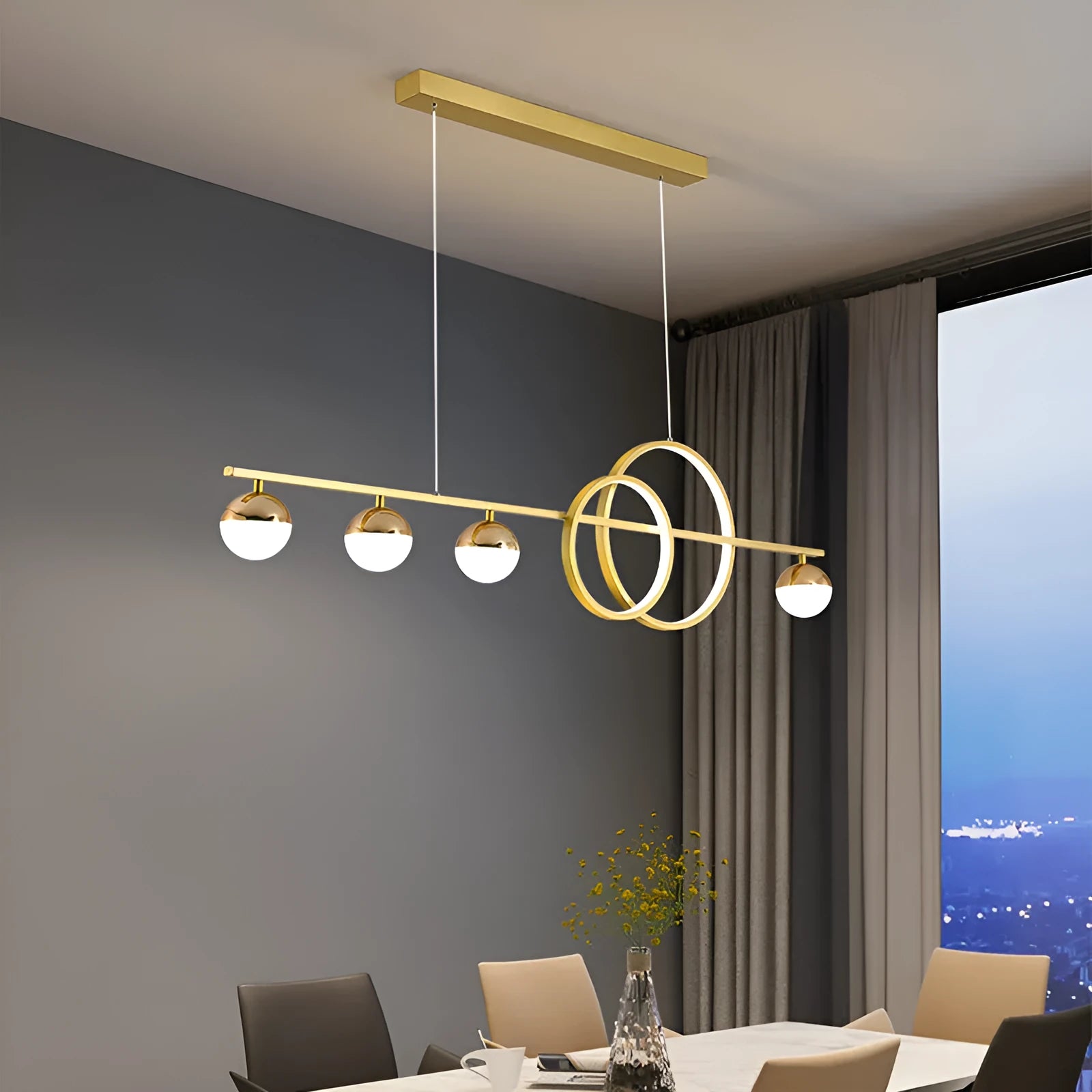 Rectangular aluminium ceiling light in Nordic style with remote control dimming, available in Black or Gold colours