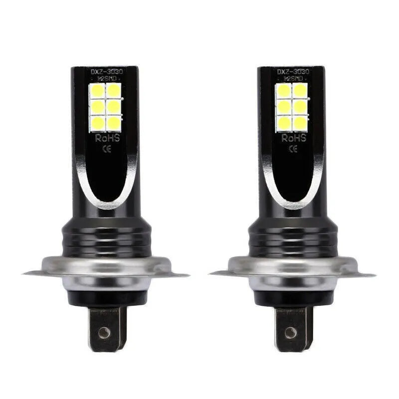 H7 socket 110W LED car fog light with 12 SMD LEDs and white aluminium housing.