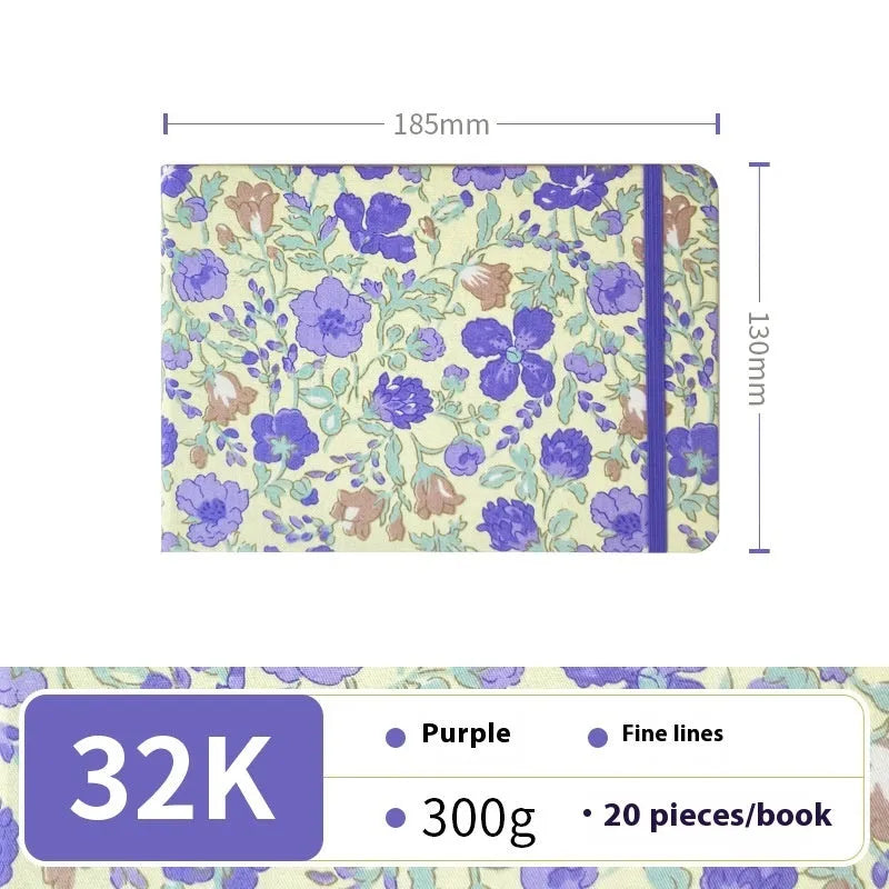 Feiluniao handmade fabric watercolour notebook in 185mm portable size, showing artistic cover design.