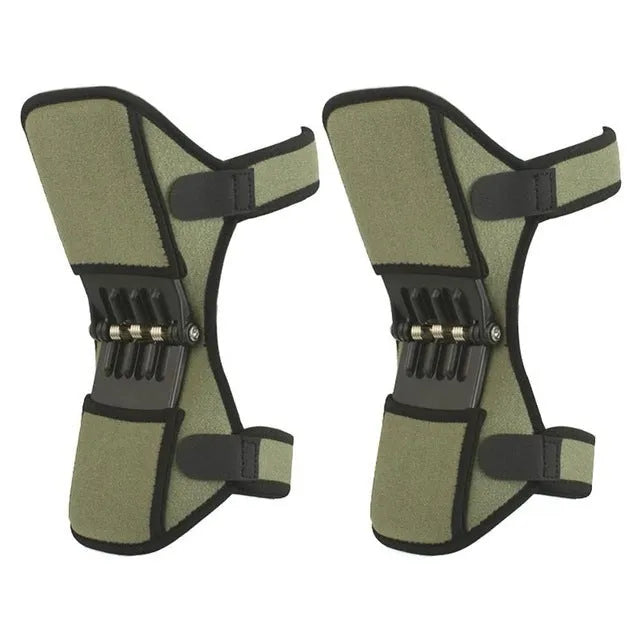Knee brace with spring mechanism in adjustable design for mountaineering and sports activities