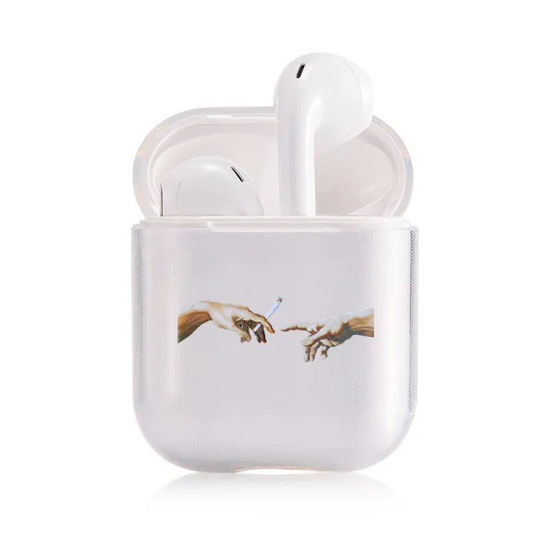 Transparent clear plastic protective cover for Apple AirPods and AirPods Pro charging case.