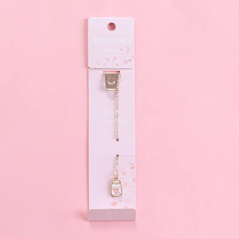 Creative cartoon metal pendant bookmark with alloy construction and colourful cartoon design