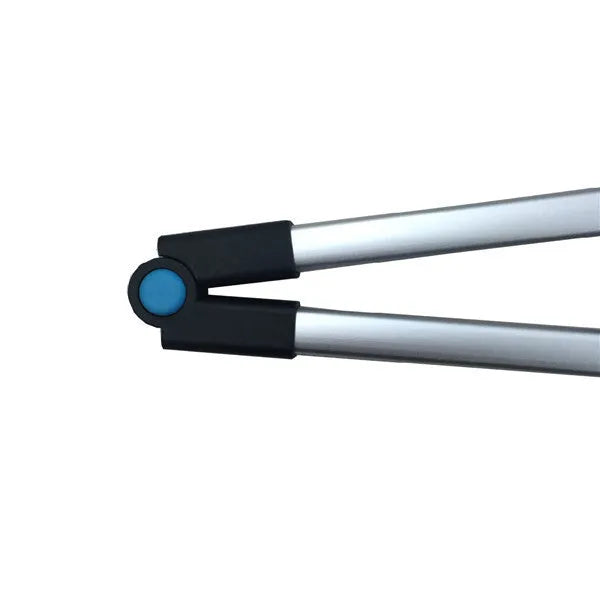 Blue foldable litter picker tool with TPR handle shown extended to its full 83.5 cm length.