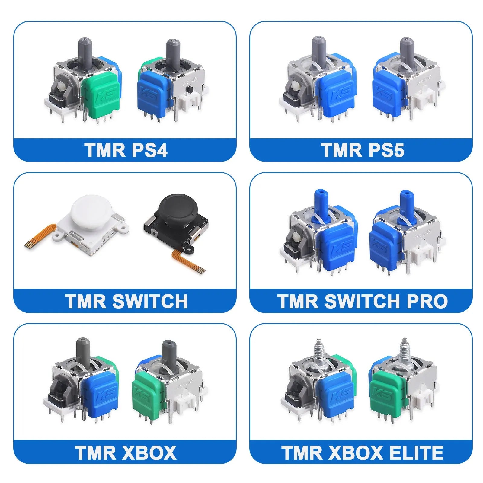 Hall effect magnetic joystick replacement component for PS5, PS4, Switch and XBOX controllers