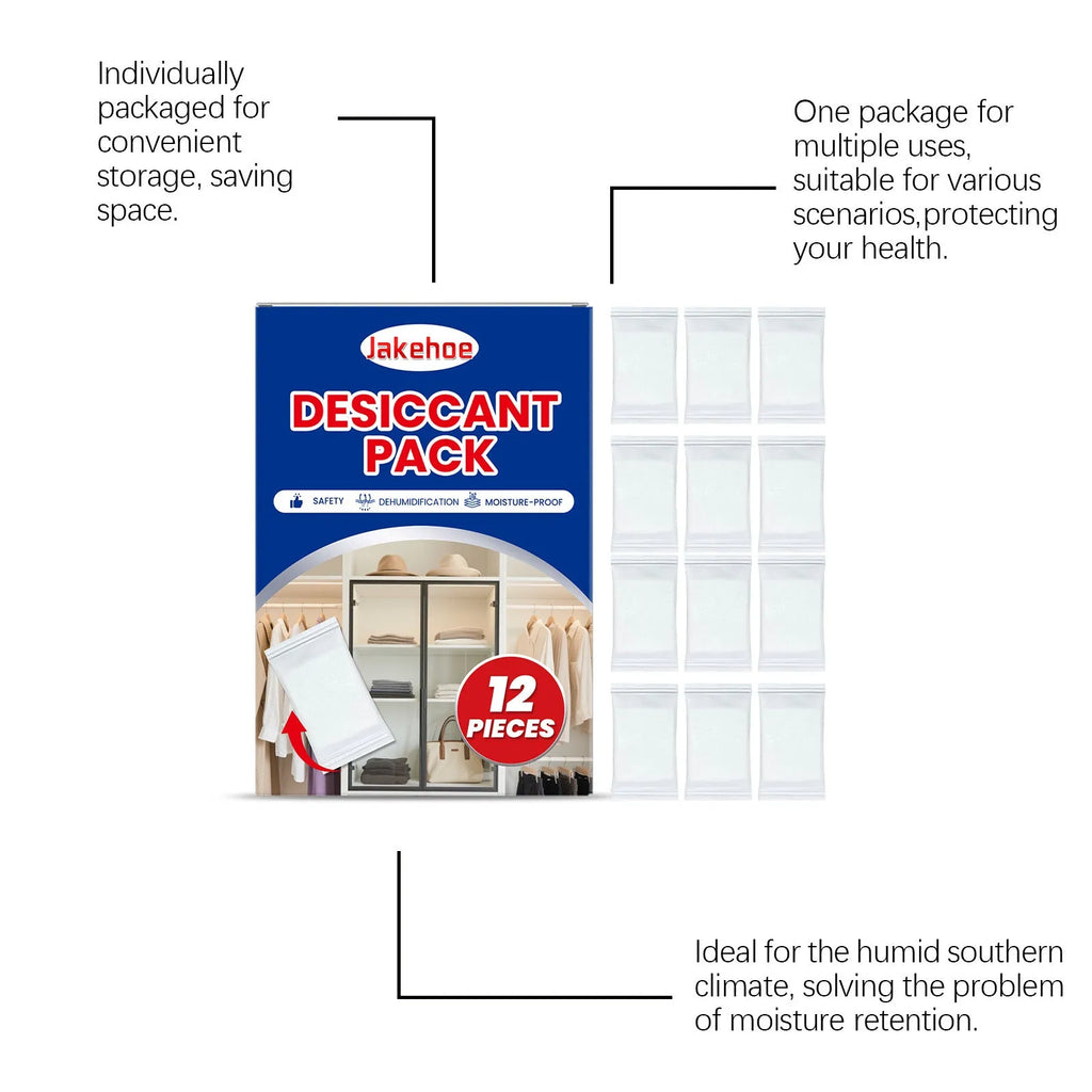 12-piece calcium chloride household desiccant pack for wardrobe and cupboard moisture control