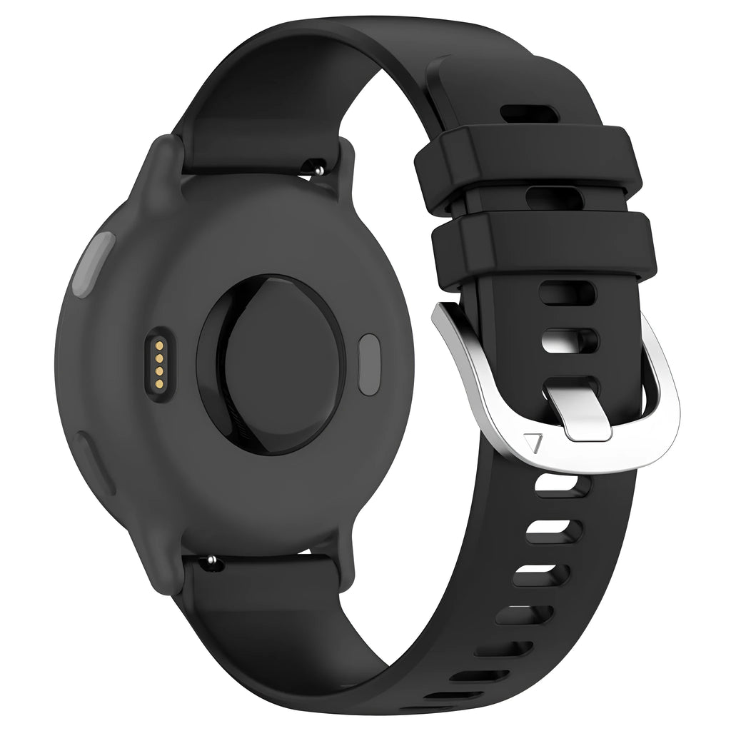 Sports style glossy silicone strap for Garmin watch, 18mm width, black colour, with OPP bag