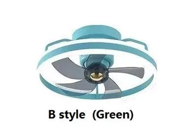 Modern simple ceiling fan lamp with light, 50cm diameter, shown in a selection of colours.