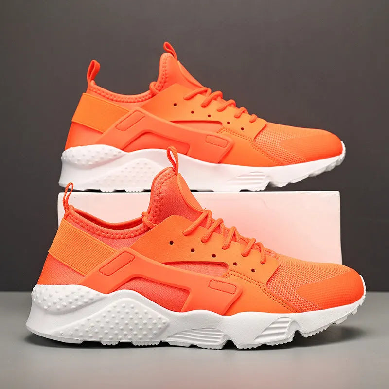Men's low top casual shoes with mesh upper, cross straps and round toe in fluorescent colours