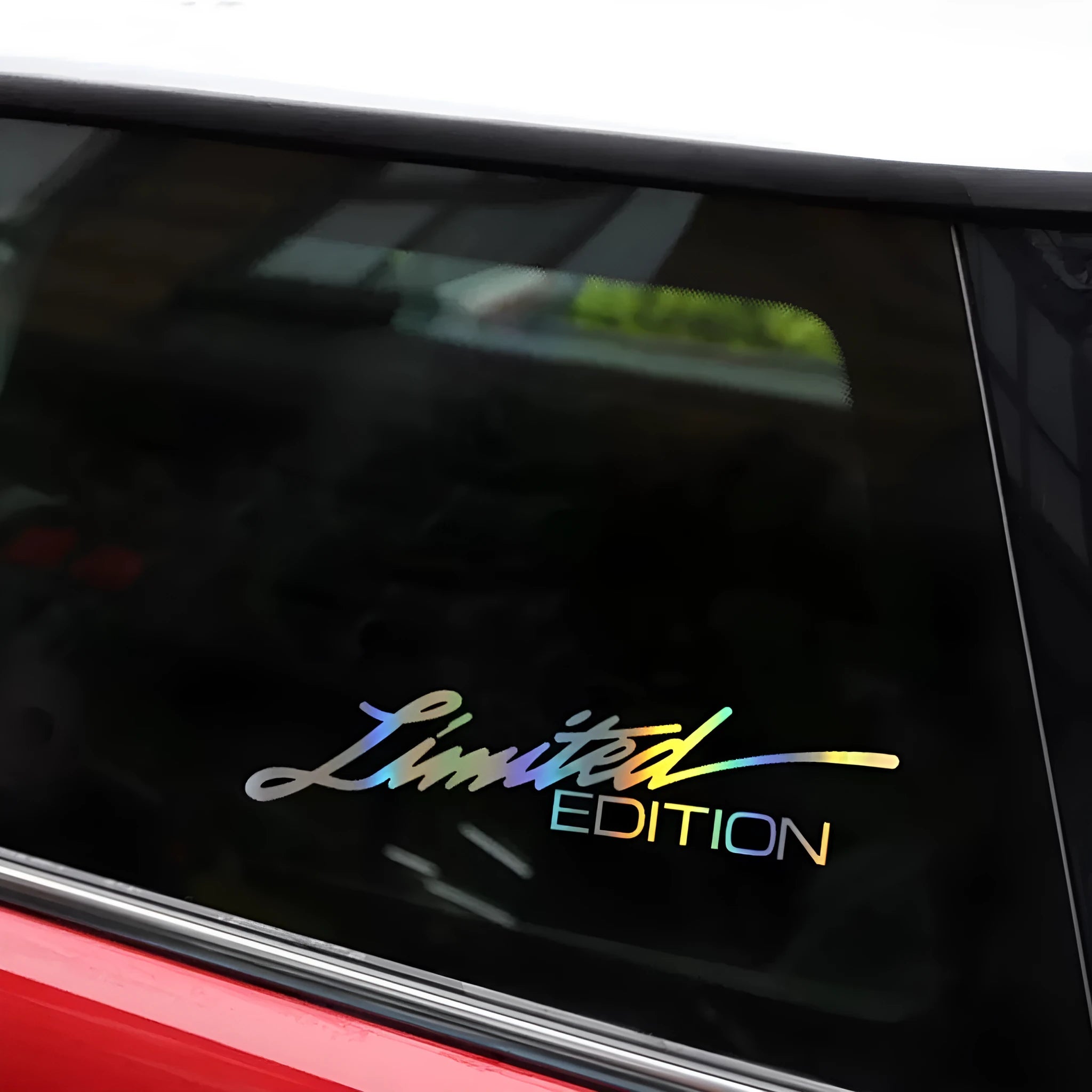 Black laser reflective car sticker with LIMITED EDITION text on a roll.