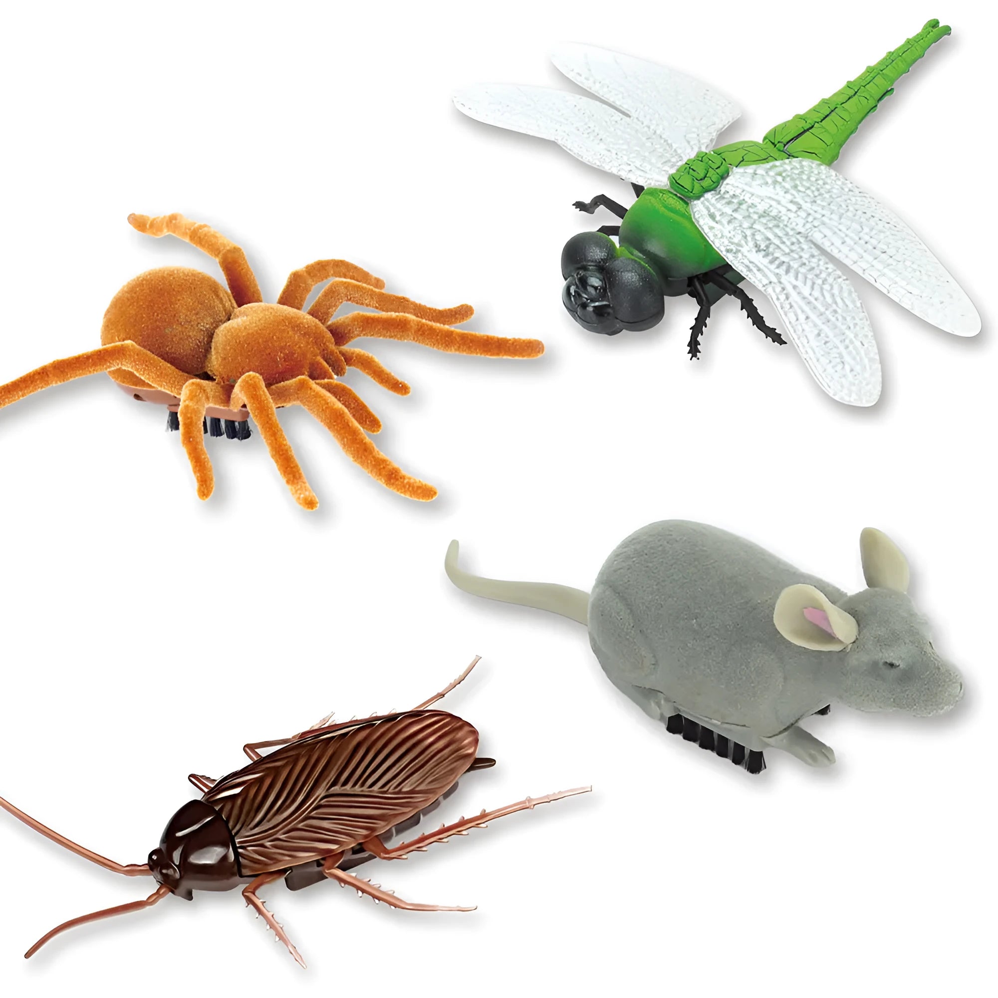Automatic vibration pet toy in cockroach, dragonfly, tarantula or mouse design measuring 11x5 cm