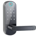 Smart Bluetooth fingerprint door lock in black or silver with optional WiFi gateway connectivity
