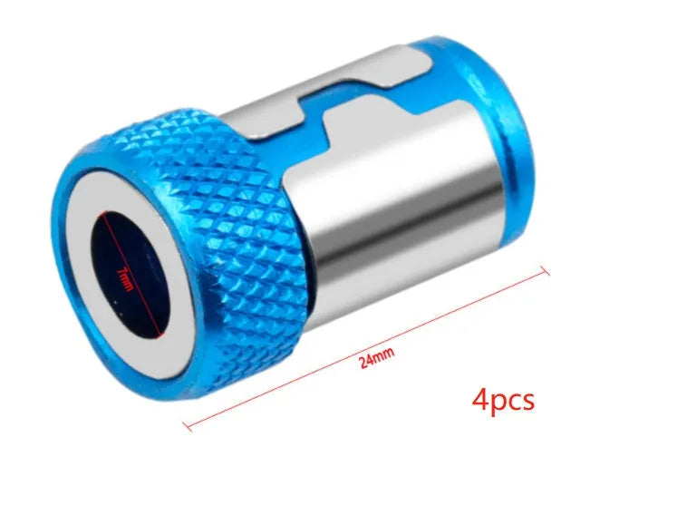 Light blue magnetic screwdriver bit with ring for metric slotted screws