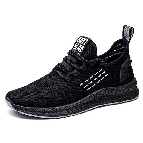 Men's casual trainers with Flying Weave upper, cross straps, and round toe design in multiple colour options