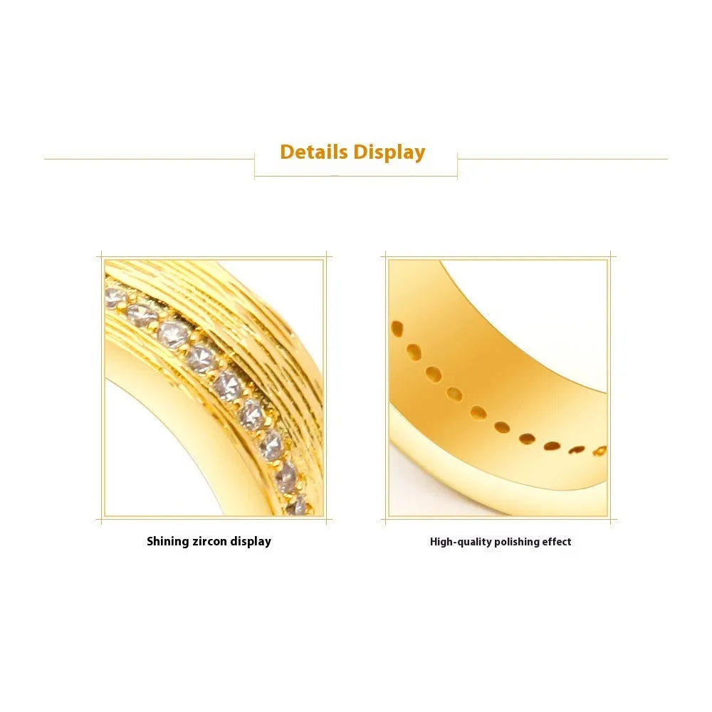 Gold geometric zircon ring for women, made from copper with electroplated finish.