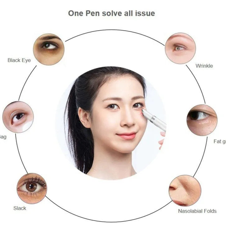 White eye bag removing massage instrument for home use with 3 gear settings and colour light function