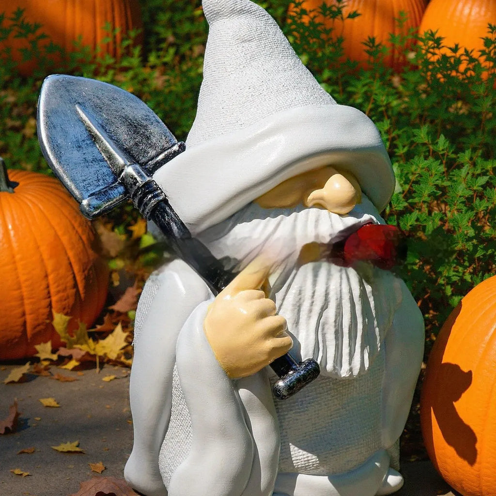 Resin smoking shovel dwarf Christmas ornament for garden decoration display
