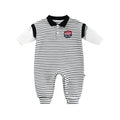 Striped cotton baby onesie in black with pullover design for newborn autumn wear