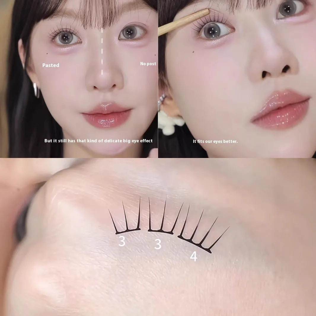 Reusable artificial fibre false eyelash stickers in cluster packs, 12 or 48 counts, with glue and tweezers option