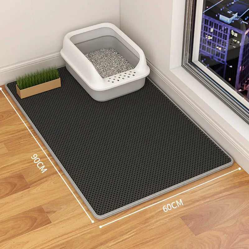 Double layer waterproof cat litter mat in beige colour with non-slip backing