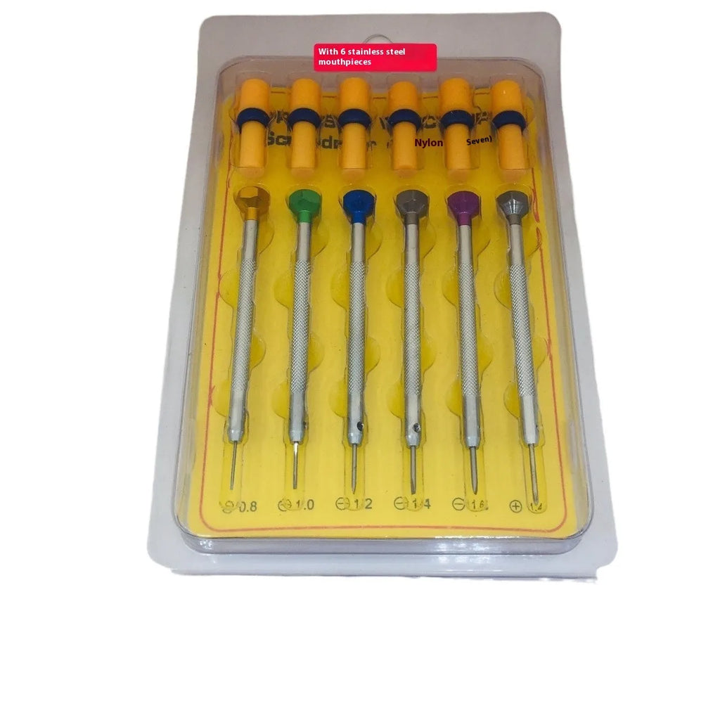 6-piece colour aluminium handle watch repair screwdriver set with spring steel cutter heads