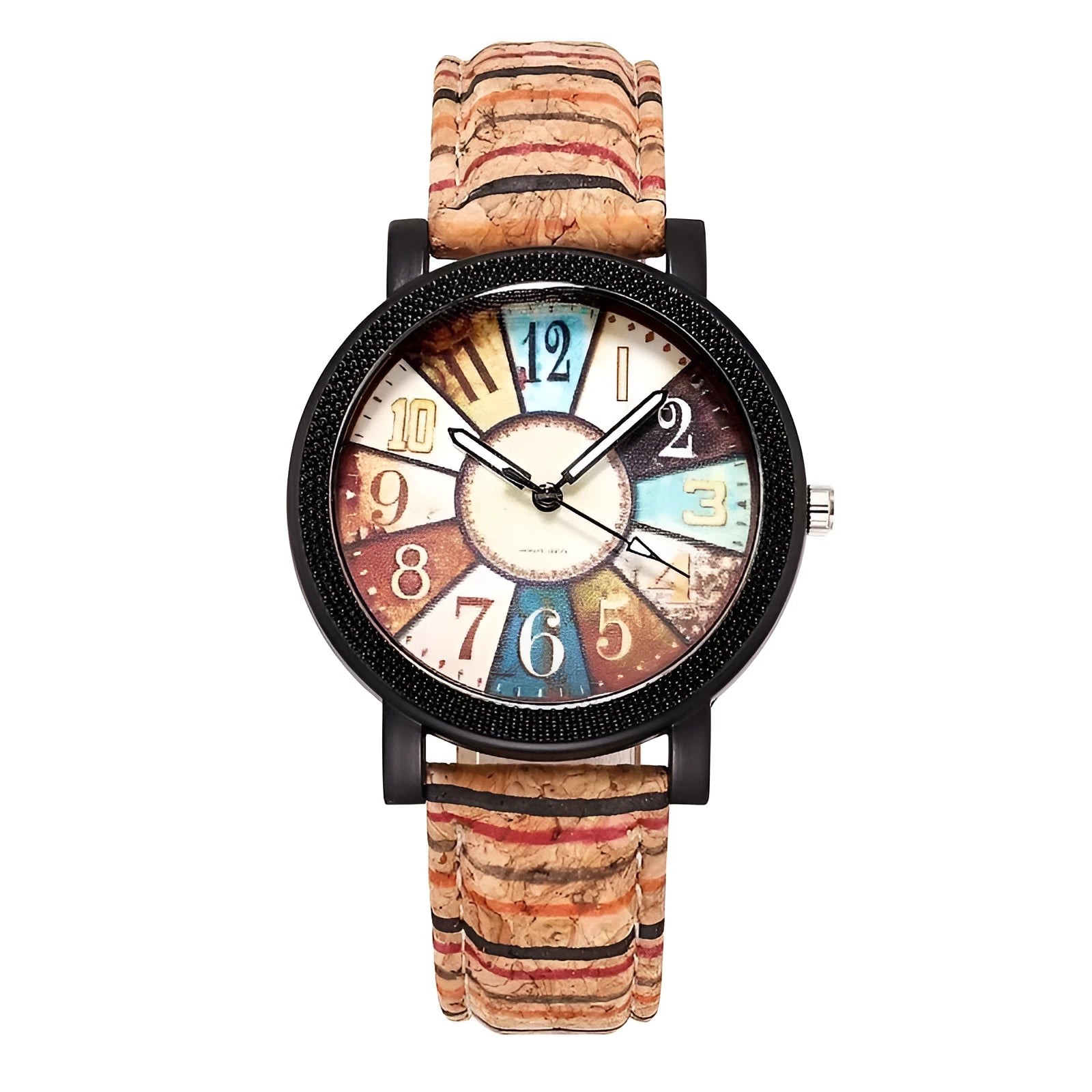 Women's vintage casual quartz watch with brown leather strap and 37mm round silver dial