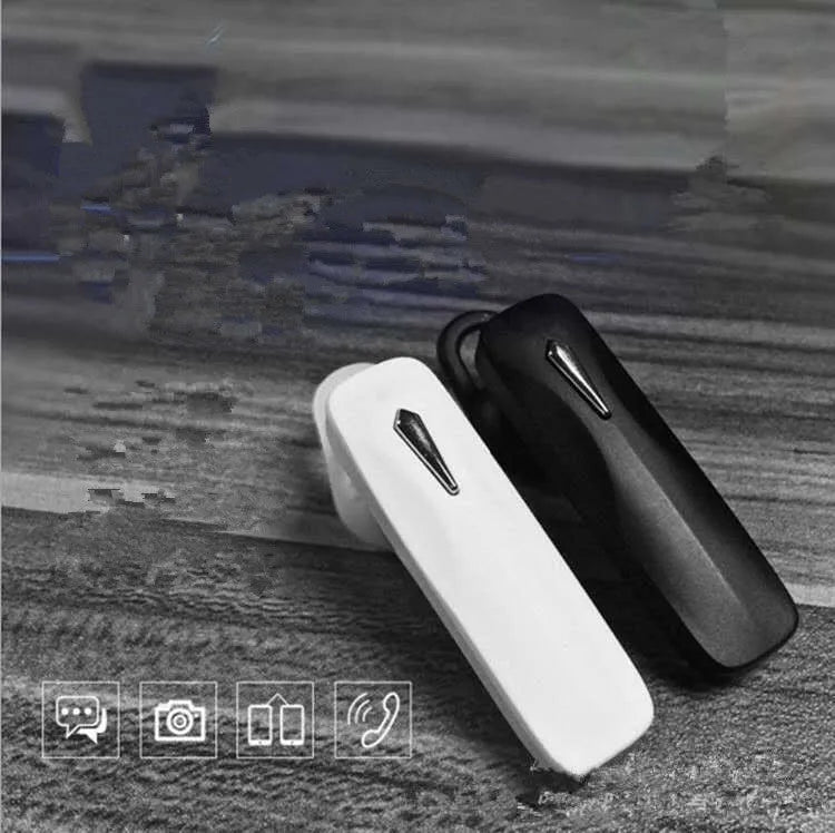 M163 Bluetooth car headset in black or white for hands-free calls and music control