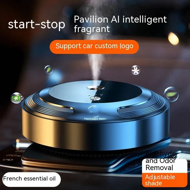 Seven-mode car air freshener diffuser with metal construction and zinc alloy shell